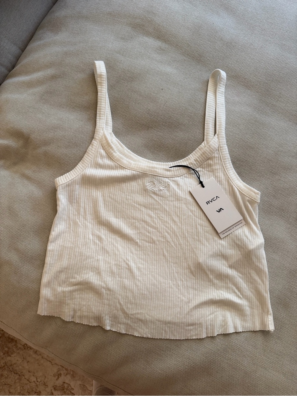 RVCA Cream Ribbed Cropped Camisole